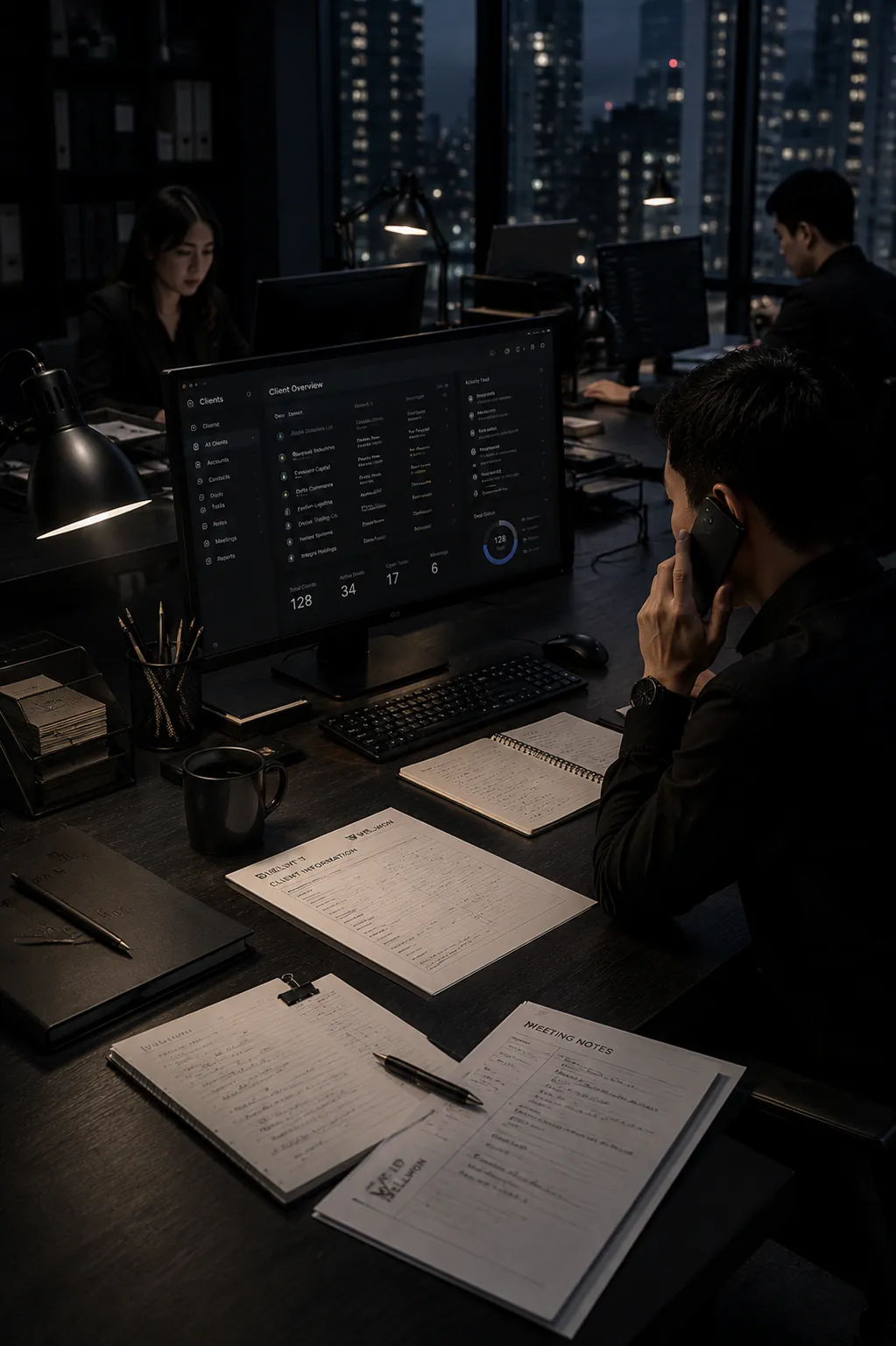 The SELLERTAB operations team working in a Hong Kong office at night.